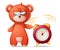 Sleeping bear illustration. Funny, cute alarm clock.