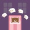 Sleeping bear. Jumping sheeps. Cant sleep going to bed concept. Counting sheep. Cute cartoon kawaii baby animal set. Blanket