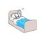 Sleeping in bed. Night sleep. Take a rest. Sleeping regime. Good night. Hand drawn. Stickman cartoon. Doodle sketch, Vector