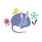 Sleeping bilby in flowers cartoon vector illustration