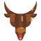 Sleeping bull face emoji, tired cow napping icon isolated emotion sign