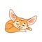 Sleeping cartoon fennec fox