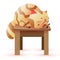 Sleeping cat on a backless stool