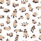 Sleeping cats poses seamless pattern. Flat color simple style design. Siamese colorpoint cats