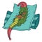 Sleeping crocodile with teddy bear. Children illustration.