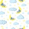 Sleeping cute baby koala nursery seamless pattern