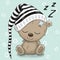 Sleeping cute Teddy Bear in a hood