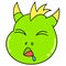 Sleeping dinosaur head emoticon until it`s drooling, doodle icon image