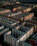 Sleeping district panorama: towering residential buildings in a bustling city