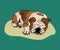 Sleeping dog funky graphic illustration