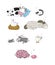 Sleeping Farm animals. Cute cartoon horse, cow and goat, sheep and goose, chicken and pig.