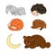 SLEEPING FOREST ANIMALS Autumn Vector Illustration