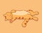 Sleeping ginger cat in a relaxed position. Cute red tabby cat sleeps in a position that reflects trust. Vector