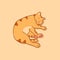 Sleeping ginger cat in a relaxed position. Cute red tabby cat sleeps. Vector
