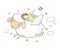 A sleeping girl and a sheep with wings. Good night.