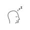 Sleeping happy head with smile and sleeping sound outline thin line icon. Concept of better good sound sleep for healthy