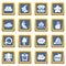 Sleeping icons set blue square vector