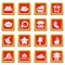 Sleeping icons set red square vector