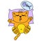 A sleeping kitten dreaming of a fish, doodle icon image