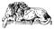 Sleeping Lion is a monument to Pope Clement XIII is found in St. Peter`s, vintage engraving