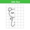 Sleeping little bear. Copy the picture along the grid line. Vector coloring book for educational game. Illustration with a simple