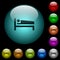 Sleeping man icons in color illuminated glass buttons