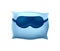 Sleeping Mask on Blue Pillow on White Background.