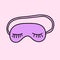 Sleeping mask hand drawn illustration violet on pink cartoon minimalism