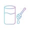Sleeping milk glass with honey stick gradient style icon vector design