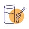 Sleeping milk glass with honey stick line style icon vector design