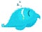 Sleeping monster. Cartoon blue fur funny character