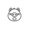 Sleeping piggy face emoticon line icon