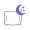 Sleeping pillow with moon and stars line and fill style icon vector design
