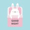 Sleeping rabbit bunny. Baby pet animal collection for kids. Cute cartoon character. Funny head face. Bed, pink blanket pillow. Goo