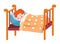 Sleeping redhead child, boy asleep in bed vector