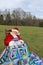 Sleeping Rocking Santa In An Open Field