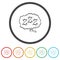 Sleeping sign in thought bubble icon. Set icons in color circle buttons