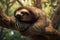 Sleeping sloth on branch. Generate Ai