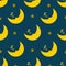 Sleeping and snoring moon seamless pattern