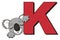 Sleeping snout of koala with letter K