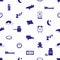 Sleeping time blue icons seamless pattern