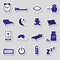 Sleeping time blue stickers symbols set