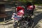 Sleeping twins baby in double stroller