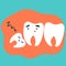 Sleeping wisdom tooth. Dental problem concept vector illustration