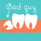 Sleeping wisdom tooth. Dental problem concept vector illustration