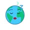 Sleeping world globe isolated emoticon