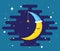 Sleeping yellow Moon on a night sky - vector