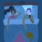 Sleepless Couple lying in bed and using mobile phones. Addiction, unhealthy habit, sleepless concept for banner. Gadget and