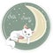 Sleepping cat on moon in flower