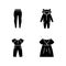 Sleepwear black glyph icons set on white space